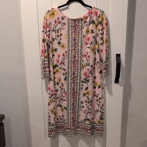 London Times Pink Floral Midi Dress